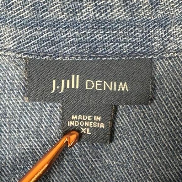J Jill Denim Size XL Blue Long Sleeve Button Up Shirt Cotton Shirt Tie Knot - Picture 3 of 6